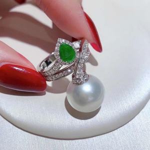 Light Luxury Style S925 Pure Silver Natural Pearl Ring 12-13 MM Round Slightly Flawed Perfect Spring Summer Gift - Product Image 1