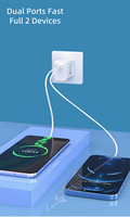 Chargeur USB double port avec prise EU certifié CE pour Samsung PD 20W USB-C PD, adaptateur mural de charge rapide pour téléphone portable