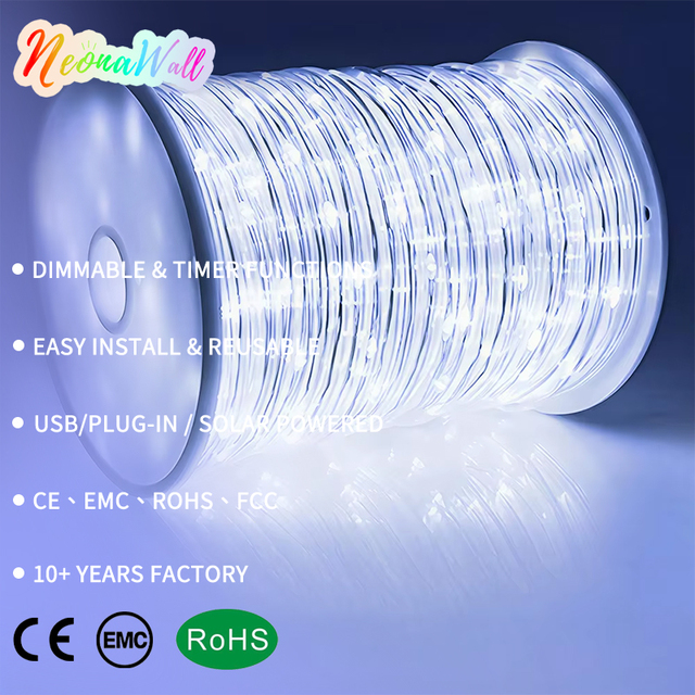 Solar Copper Wire String Lights Outdoor LED Tube Fairy Lights Waterproof for Garden Landscape Party Commercial Projects Decor