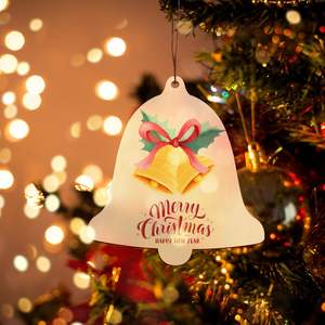 Adornos Navideños de Madera de 7 Pulgadas, 10 Piezas, Forma de Campana sin Terminar para Manualidades, Decoraciones Colgantes Hechas en China, Tercer Modelo - Product Image 4