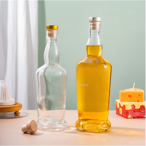 Bouteille en verre ronde à épaule plate de 500 ml et 750 ml avec bouchon en bois et logo personnalisé pour spiritueux, liqueurs, whisky, <span class=keywords><strong>vodka</strong></span>, tequila – Vente en gros - Product Image 4