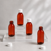 Flacon de sirop contre la toux en PET ambré de 100 ml pour usage pharmaceutique, réutilisable, avec bouchon à vis sécurisé