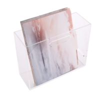 Organisateur de fichiers de bureau en acrylique transparent avec poignée découpée pour trier documents et livres de bureau