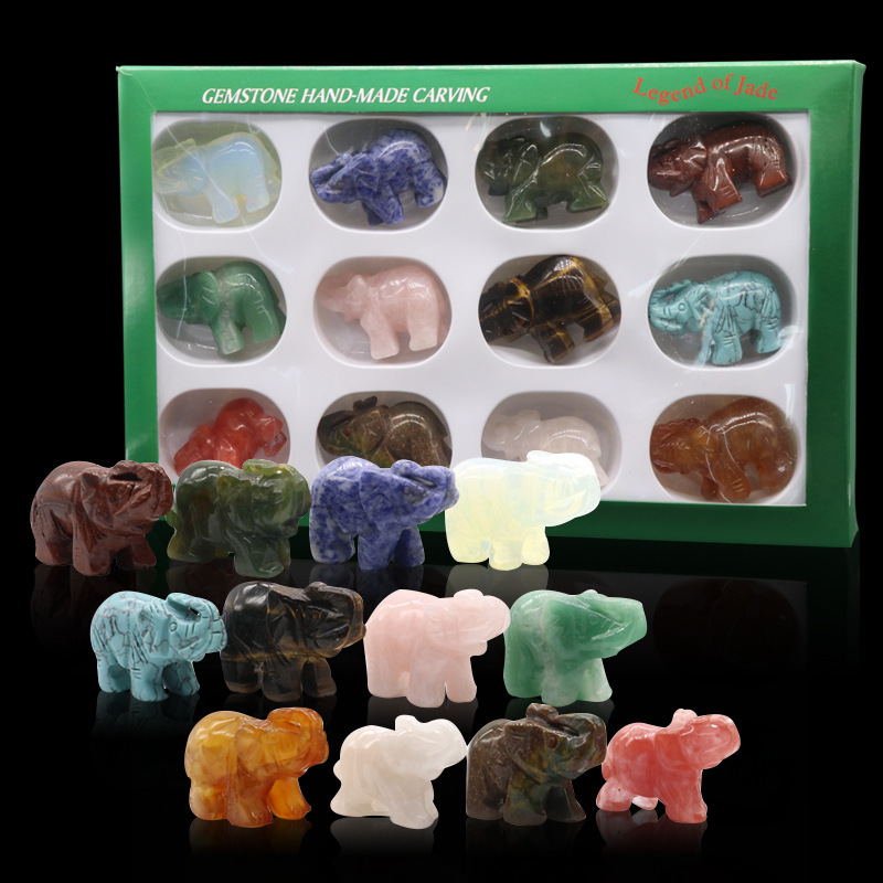 Pièces de décoration d'animaux en pierre d'éléphant, marbre, Sodalite, pièces de bonne qualité sculptées pour la maison,