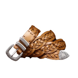 Nouvelle ceinture tressée en cuir pleine fleur, faite main, style chinois rétro, personnalisée, pour homme, avec boucle ardillon, idéale pour les loisirs et les tenues variées. - Product Image 5