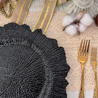 Assiettes de présentation rondes noires en plastique PP de 13 pouces, 100 pièces, pour événements, mariages, fêtes et dîners, style minimaliste personnalisé