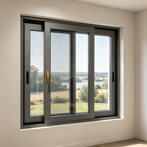 Fenêtre coulissante en aluminium et verre, design géométrique moderne, finition mate <span class=keywords><strong>taupe</strong></span>, à profil étroit - Product Image 1