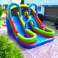 Toboggan gonflable commercial sec et humide avec piscine à jets d'eau, château gonflable pour location de fêtes en extérieur, taille personnalisable