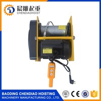 Mini cabrestante eléctrico portátil de 500 kg, polipasto compacto con cable de acero y certificación CE, extractor de cables para taller y garaje