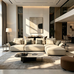 Divano di Lusso per Salotto, Design Elegante, Rivestimento in Vera Pelle Nappa di Prima Qualità, Set Divano a L, Arredamento per <span class=keywords><strong>Soggiorno</strong></span> - Product Image 1