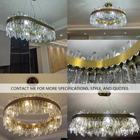 Lustre suspendu moderne de luxe en cristal K9 doré avec LED pour salon, salle à manger, villa, projet d'éclairage domestique