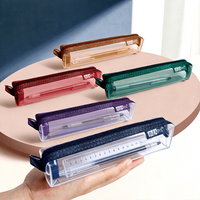 Pochette à fermeture éclair en maille style tendance, étanche et résistante à l'humidité, semi-transparente, durable, pour stylos et crayons
