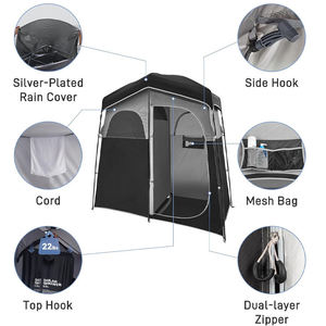 Tente de <span class=keywords><strong>Douche</strong></span> Double Intimité Portable 1-2 Pièces, Abri Pliant Étanche pour Toilettes Extérieures, Idéal pour le <span class=keywords><strong>Camping</strong></span>, la Plage et les Voyages - Product Image 2