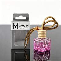 Diffuseur de parfum pour voiture, flacon en verre carré rechargeable de 10 ml, bouchon en bois, flacon de parfum de luxe à suspendre pour voiture
