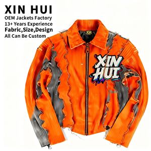 Chaqueta Bomber Personalizada XINHUI para Hombre, Estilo Urbano, con Volantes en Contraste, Parches y Bordados Hip Hop, Cortavientos de Alta Calidad, OEM - Product Image 1