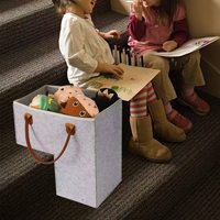 Panier à linge pliable en feutre écologique et durable avec poignée en cuir