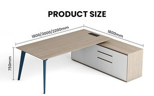 Bureau <span class=keywords><strong>de</strong></span> direction moderne avec panneau insonorisant, table <span class=keywords><strong>de</strong></span> bureau exécutive robuste <span class=keywords><strong>de</strong></span> 2200 mm pour bureau à domicile, salle <span class=keywords><strong>de</strong></span> réunion - Product Image 4