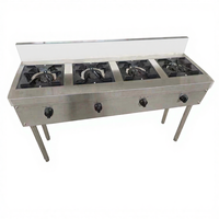 Cuisinière à gaz commerciale sur pied à 3 brûleurs en acier inoxydable pour restaurant, cuisson de soupes et de plats en pot, équipement de restauration