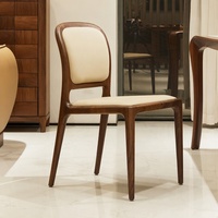 Chaise de salle à manger moderne en bois massif de noyer noir d'Amérique du Nord avec dossier en cuir véritable, design fauteuil pour la salle à manger à domicile