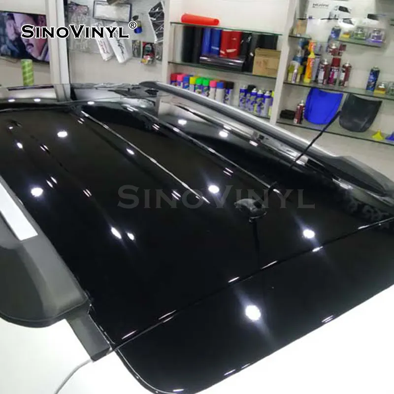 Pellicola sinovinil adesivo per auto tetto apribile in vinile autoadesivo alta flessibile rimovibile a prova di acqua polimerica in PVC Super lucido nero