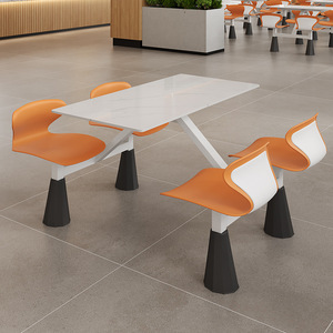 <b>Dining</b> Hall <b>Table</b> and Chair Service Area Fast Food Restaurant Staff Cafeteria Granite Slab Four-person Connected <b>Table</b> and Chair - Product Image 5