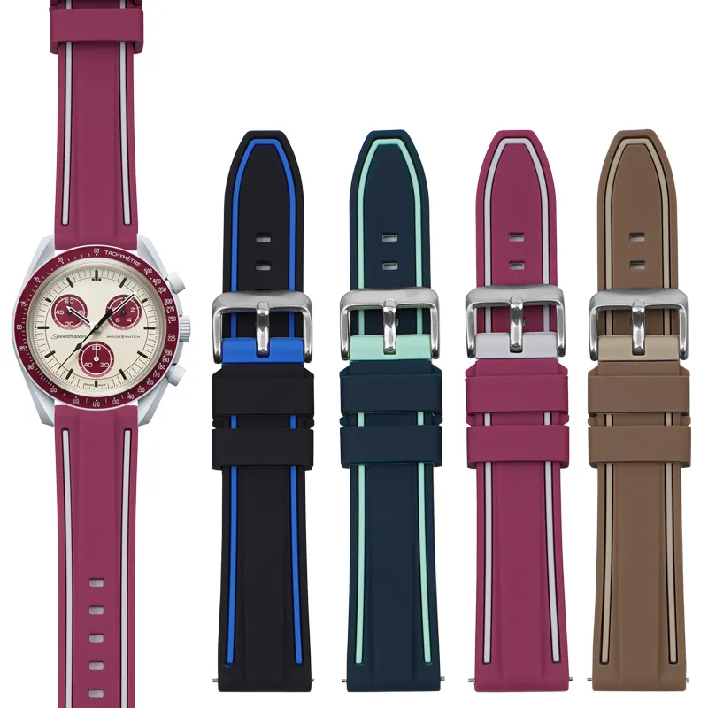 2023 Fashion Hot Sale Silicone Rubber Wrist Watch Sport Band For Omeg Moon Watch for 20mm Samsung Smart Watch Strap