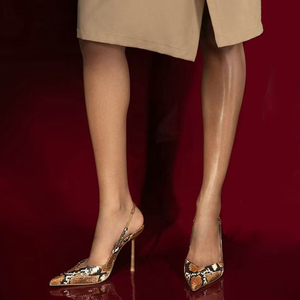 Sandales personnalisées grande taille 46 pour femme, à bride arrière, talons hauts fins, motif serpent, escarpins slingback, chaussures de cérémonie à coupe large - Product Image 6