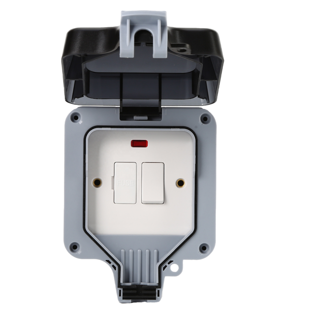 IP66 Rated 13 Amp Double Wall Socket Weatherproof Outdoor Power Socket with UK/CN/AU Plugs ABS Material