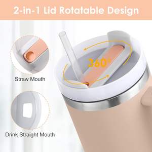 Bouteille isotherme sous vide personnalisable avec logo, 40 oz, en acier inoxydable, portable, avec poignée et paille, pour voyage - Product Image 3