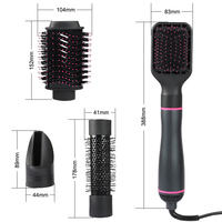 Outil de coiffage 4-en-1 avec brosse ionique Peigne lisseur Sèche-cheveux Fer rotatif-Brosse de coiffage pliable à air chaud