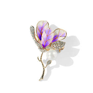 Broche fleur en cristal de diamant tendance coréenne, bouquet bleu, cadeau de mariage, fête, alliage plaqué or, vêtement de mode haut de gamme - Product Image 4