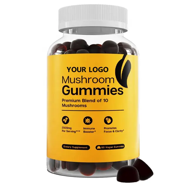 Haccp OEM ODM Mushroom Gummies Supplement - Focus Gummies with Lions Mane, Shiitake, Turkey Tail, Chaga & Cordyceps