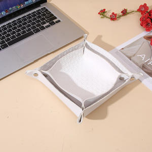 Plateau de rangement pliable de style nordique, carré, en cuir PU, organisateur de bureau, porte-clés, support d'entrée, type 0,07 kg - Product Image 4