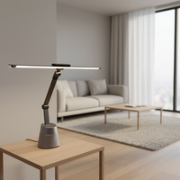 Lampe de bureau LED sans fil contemporaine et écologique en aluminium, protection oculaire, 6000K lumière du jour, contrôle tactile pour la maison et le bureau