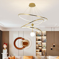 Minimalisme Lampe Anneau Chambre Salon Salle À Manger Escalier Nordique Moderne Noir Métal Led Lustres Suspendus