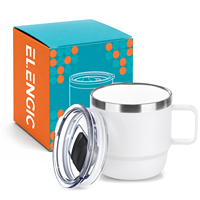 Tasse à café en émail avec bordure en céramique et acier inoxydable, vaisselle en métal durable, tasse de camping portable, tasse à usage domestique, cadeau