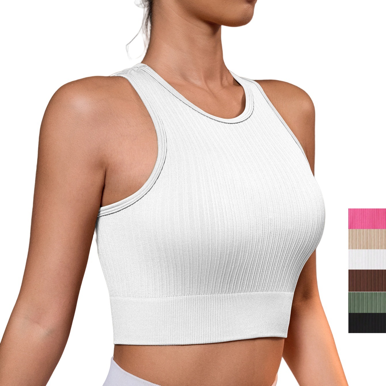 Women Round Neck Tight Yoga Shirts Lady Sleeveless Crop Gym Top Female Sweat High Stretch Lightweight Running Fitness T Shirt