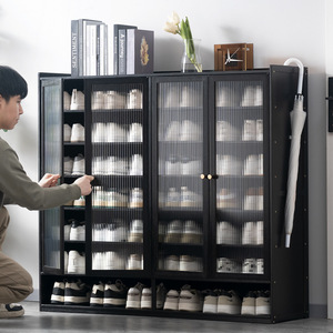 <b>Shoe</b> Cabinet With Glass Doors Dustproof Storage For Entryway Hallway Balcony Multi <b>Functional</b> <b>Shoe</b> Rack Black - Product Image 2