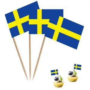 मिनी कॉकटेल फ्रूट कपकेक टॉपर्स फूड स्टिक झंडे सजावट स्वीडन टूथपिक ध्वज