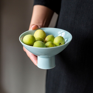 Chinese Style <b>Ceramic</b> High-Footed <b>Plate</b> Round With Stand For Tea Ceremony Dessert Fruit Serving Dehua Origin - Product Image 4