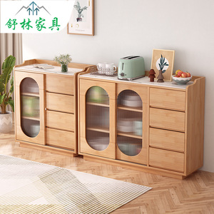 Solid Wood Sideboard Modern Minimalist <b>Storage</b> <b>Cabinet</b> For Living Room And Dining Room Natural Wood Color - Product Image 1