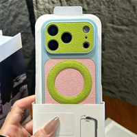 Étui de téléphone de luxe en cuir motif litchi pour iPhone 18 Pro 17 16 15 14 13 12 11 Pro Max Plus, coque magnétique colorée effet bloc de couleur