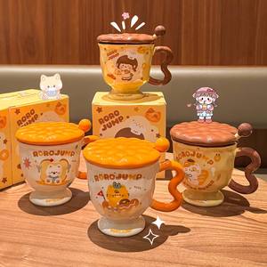Zuo Mu Roro Jump <b>Ceramic</b> <b>Mug</b> With Lid Heat Resistant Cute Design For Home Office Gift Use - Product Image 3