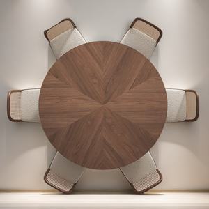 Set di Tavoli e <span class=keywords><strong>Sedie</strong></span> da Pranzo Rotondi in Legno Massello in Stile Moderno e Lussuoso, da 4, <span class=keywords><strong>6</strong></span>, 8 Posti, Design Completo di Arredamento <span class=keywords><strong>Bianco</strong></span> per Ristorante - Product Image 3