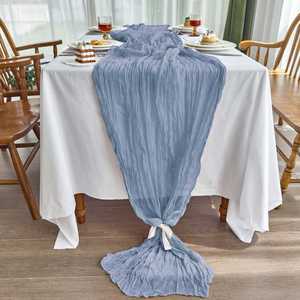 Chiffon de coton bleu 72 pouces pour décoration de printemps et de Pâques, chemin de table rustique en gaze lavande pour douche nuptiale - Product Image 4