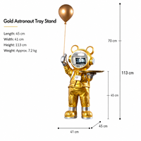 Vente en gros usine : Ornement de chicha en résine, motif astronaute, 70 cm, pour plateau de chicha de salon