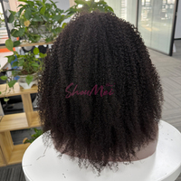 Perruques mi-tête 100 % cheveux humains vierges brésiliens bouclés crépus, vente en gros, perruque mi-tête afro bouclée avec cordon de serrage facilement ajustable