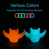 Nature3D Factory's Eco-friendly 1kg 175mm Serie luminosa PLA Filamento de impresora 3D 2025 Varillas de plástico de ventilador oscuro que brilla más caliente