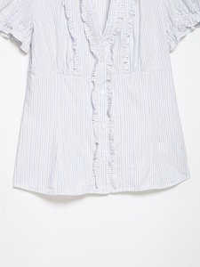 SHENZHU 2026 Nuova <span class=keywords><strong>Camicia</strong></span> Estiva da Donna con Scollo <span class=keywords><strong>a</strong></span> V, <span class=keywords><strong>Maniche</strong></span> <span class=keywords><strong>a</strong></span> Sbuffo e Decorazioni Stratificate, Vestibilità Slim, in Popeline, Manica Corta 4772014 - Product Image 6