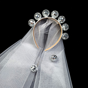 Fascia per Capelli da Sposa per Addio al Nubilato con Velo, Specchio e Palla Disco - Vendita all'Ingrosso - Product Image 6